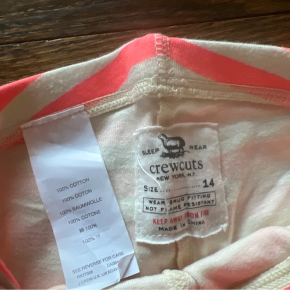 Crewcuts Neon Pink color striped 2 pcs sleepwear girl's size 14 - Picture 3 of 6